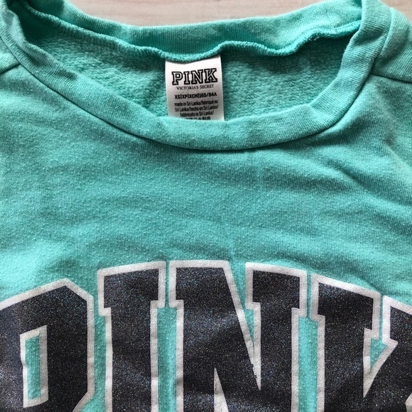 Victoria’s Secret PINK Teal Long-Sleeves Logo Tee - Picture 3 of 3